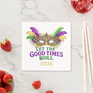 Mardi Gras Masquerade Mask Let The Good Times Roll Serviette