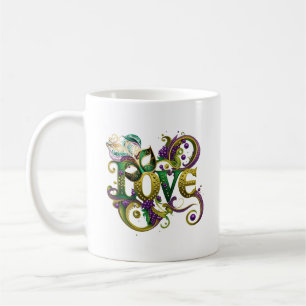 Mardi Gras Masquerade Mask Word LIEBE Celebration Kaffeetasse