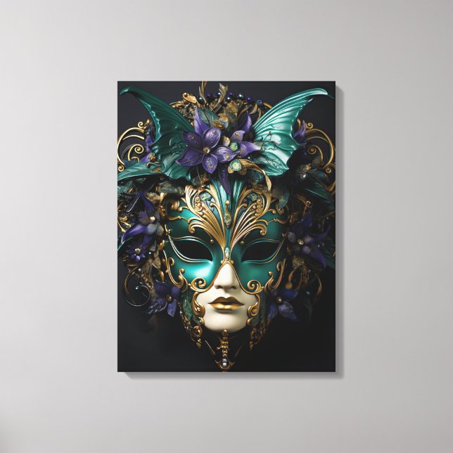 Mardi Gras Masquerade Maske Cosplay Design Leinwanddruck (Vorderseite)