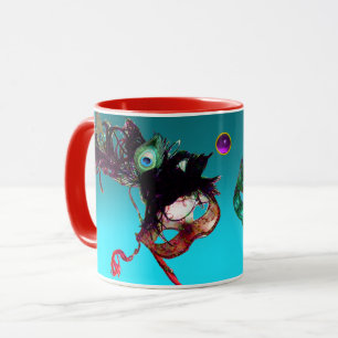MARDI GRAS MASQUERADE MASKEN  Blaue Edelsteine Tasse