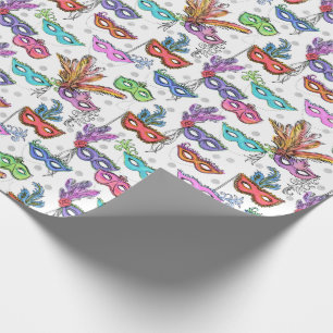 Mardi Gras Masquerade Masken Helle Farbe Geschenkpapier