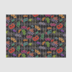 Mardi Gras Masquerade Masken Schwarzes Harlequin Seidenpapier
