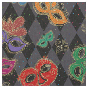 Mardi Gras Masquerade Masken Schwarzes Harlequin Stoff