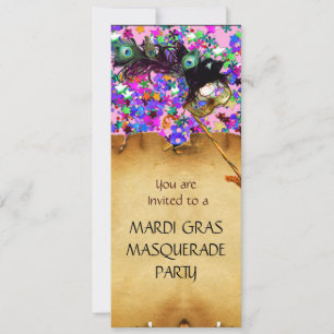 MARDI GRAS MASQUERADE PARTY, blauer Konfetti Einladung
