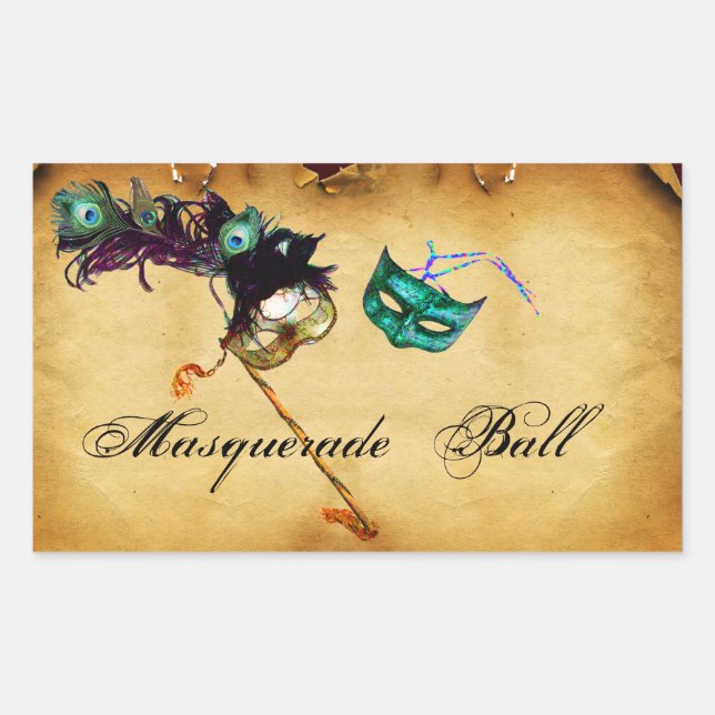MARDI GRAS MASQUERADE Perchment Rechteckiger Aufkleber (Vorderseite)