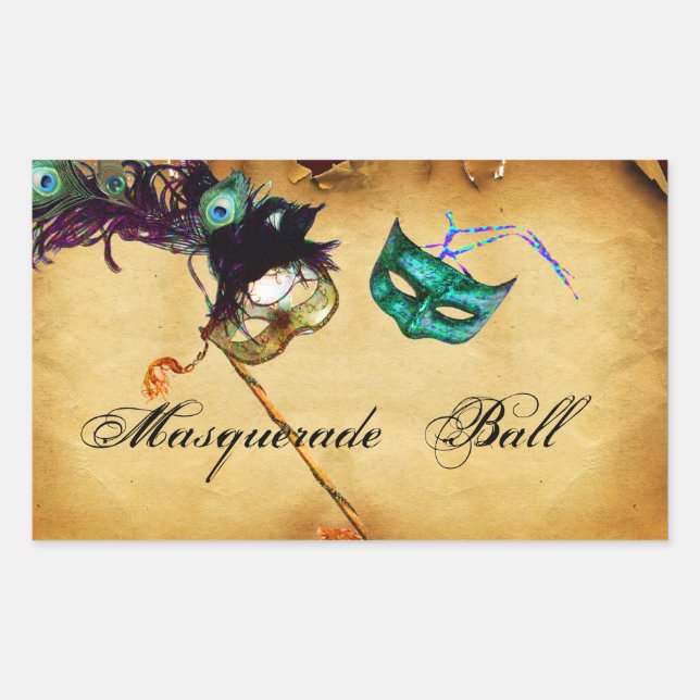 MARDI GRAS MASQUERADE Perchment Rechteckiger Aufkleber (Vorderseite)