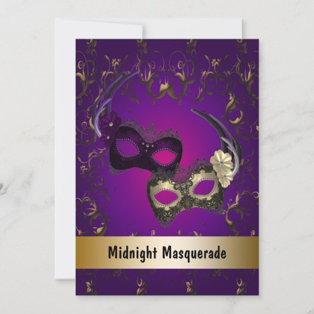 Mardi Gras Masquerade Prom Invitations (Devant)