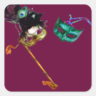 MARDI GRAS MASQUERADE QUADRATISCHER AUFKLEBER