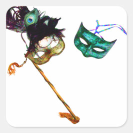 MARDI GRAS MASQUERADE QUADRATISCHER AUFKLEBER