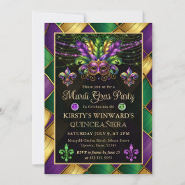 Mardi Gras Masquerade Quinceanera Einladung