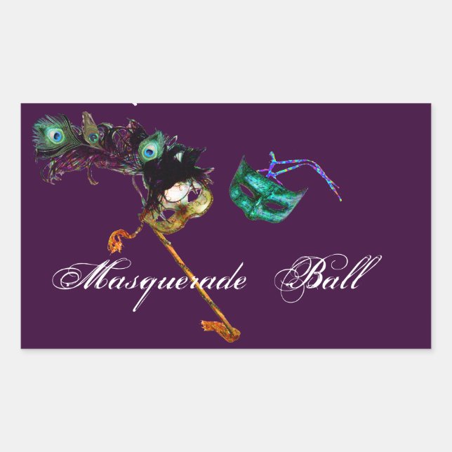 MARDI GRAS MASQUERADE RECHTECKIGER AUFKLEBER (Vorderseite)
