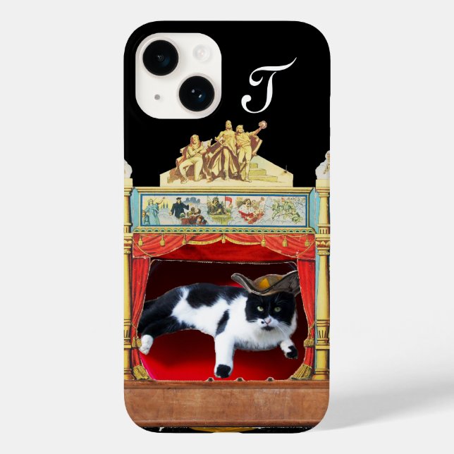 MARDI GRAS MASQUERADE THEATER CAT Monogramm Case-Mate iPhone 14 Hülle (Rückseite)