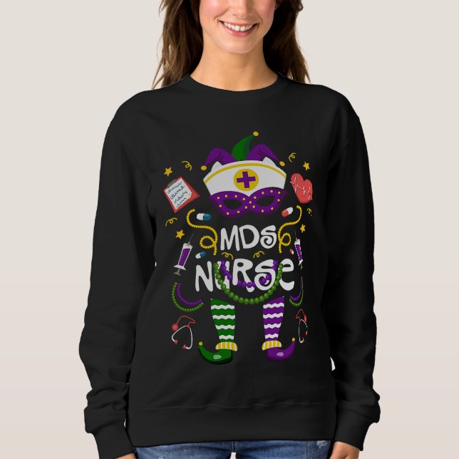 Mardi Gras MDS Nurse Women Costume Mardi Gras Nurs Sweatshirt (Vorderseite)