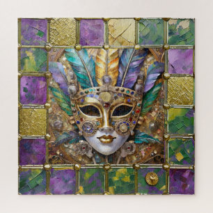 Mardi Gras Metall Keramik Bunte Feder Maske