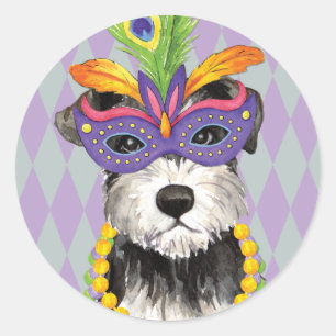 Mardi Gras Mini Schnauzer Runder Aufkleber