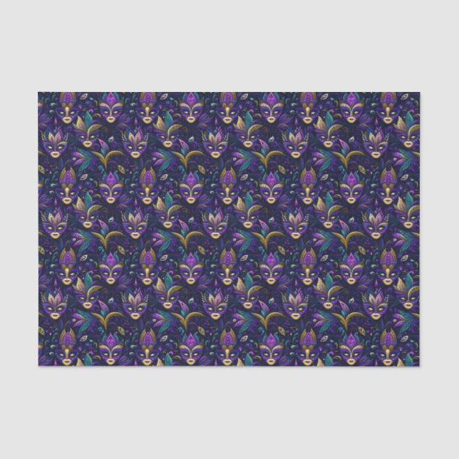 Mardi Gras mit goldgelben Masken Seidenpapier (Vorderseite)