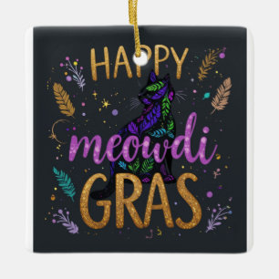 Mardi Gras mit Katze Keramikornament