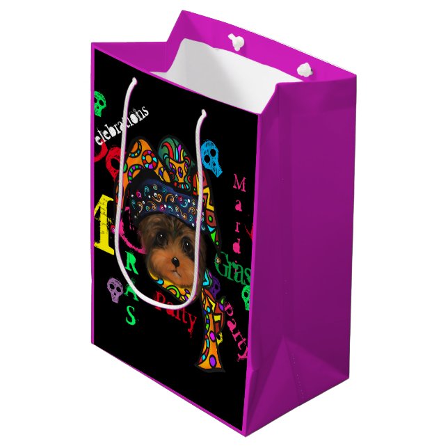 Mardi GRAS Mittlere Geschenktüte (Vorderseite Schrägansicht)