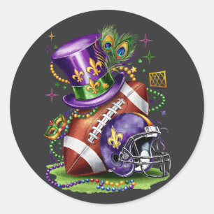 Mardi Gras Mix American football Costume Festival Runder Aufkleber