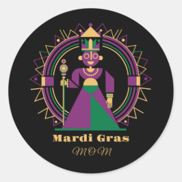 Mardi Gras Mom 2026 Queen Runder Aufkleber