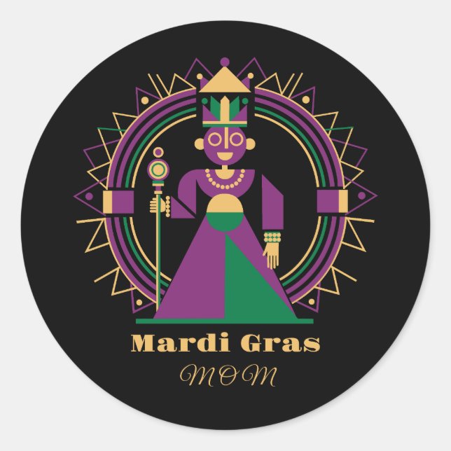 Mardi Gras Mom 2026 Queen Runder Aufkleber (Vorderseite)