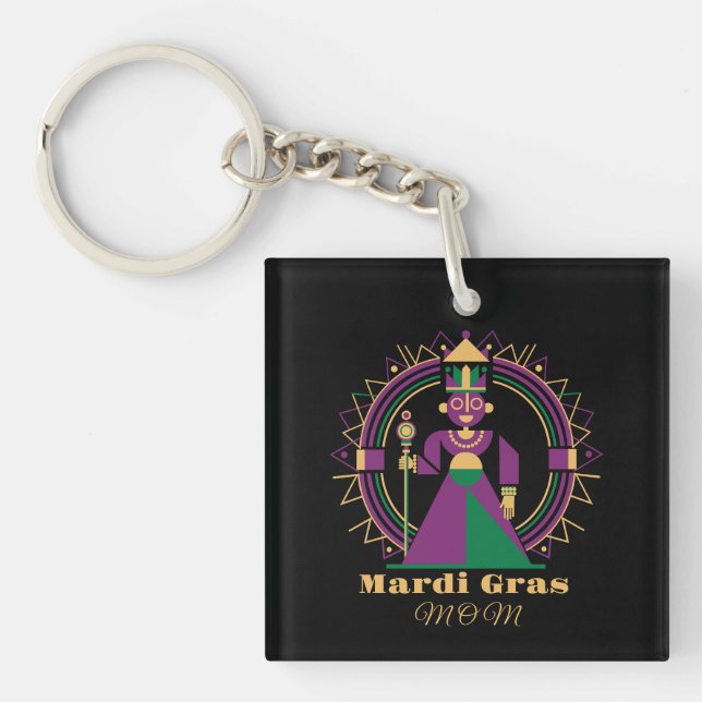 Mardi Gras Mom 2026 Queen Schlüsselanhänger (Vorderseite)