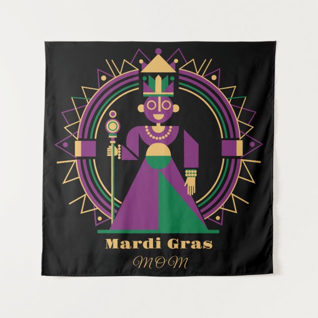 Mardi Gras Mom 2026 Queen Wandteppich (Vorderseite)