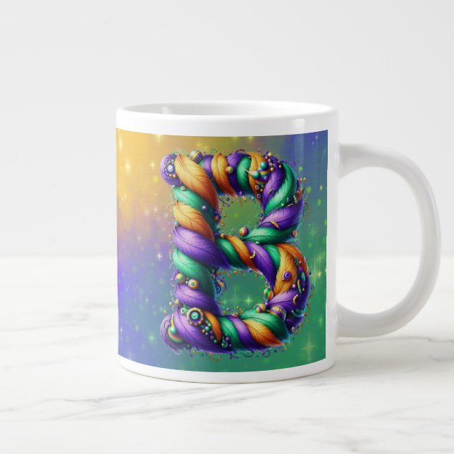 Mardi Gras Monogram Initial B Jumbo-Tasse (Rechts)