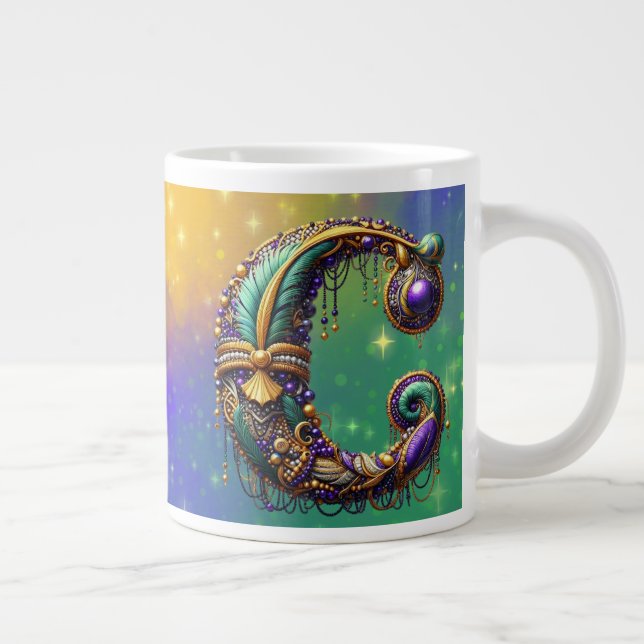 Mardi Gras Monogram Initial C Jumbo-Tasse (Rechts)
