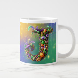 Mardi Gras Monogram Initial J Jumbo-Tasse