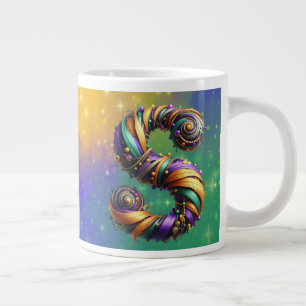 Mardi Gras Monogram Initial S Jumbo-Tasse