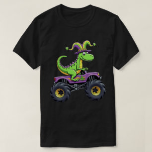 Mardi Gras Monster Truck Dinosaur rex T-Shirt