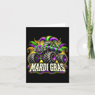Mardi Gras Monster Truck Jester Carnival Boys Girl Karte