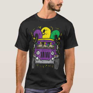 Mardi Gras Monster Truck Jester Mops Carnival Dog T-Shirt