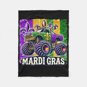 Mardi Gras Monster Truck Perlen Flagge Jungen Mädc Fleecedecke