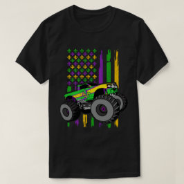 Mardi Gras Monster Truck US-amerikanische Flagge T-Shirt