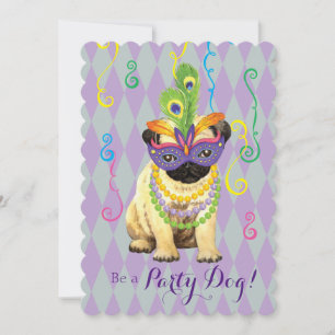 Mardi Gras Mops Einladung