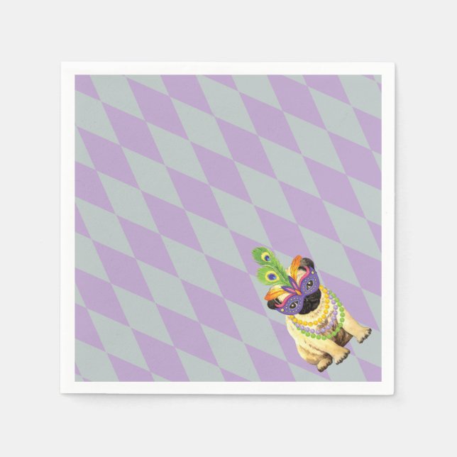 Mardi Gras Mops Serviette (Vorderseite)