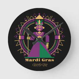 Mardi Gras Mutter 2026 Königin Runde Wanduhr