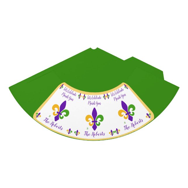 Mardi Gras NAME Green Gold Purple Fleur de Lis Partyhütchen (Vorderseite)