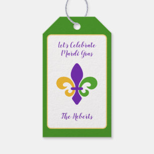 Mardi Gras NAME Grün Gold Lila Fleur de Lis Geschenkanhänger