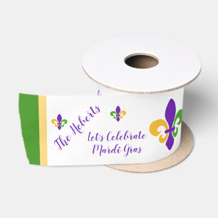 Mardi Gras NAME Grün Gold Lila Fleur de Lis Satinband