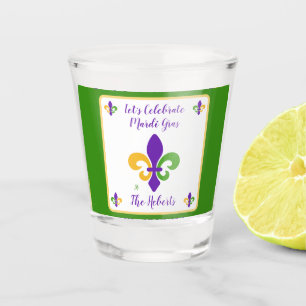 Mardi Gras NAME Grün Gold Lila Fleur de Lis Schnapsglas