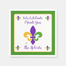 Mardi Gras NAME Grün Gold Lila Fleur de Lis
