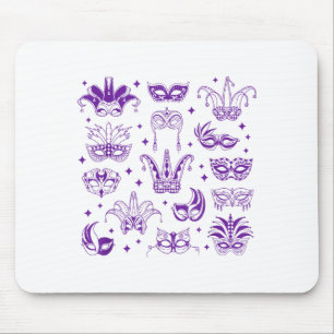 Mardi Gras Narrensmaske Linienkunst Doodle T-Shirt Mousepad