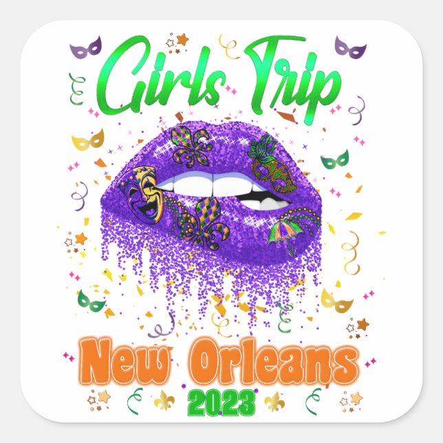 Mardi Gras New Orleans Club Quadratischer Aufkleber (Vorderseite)