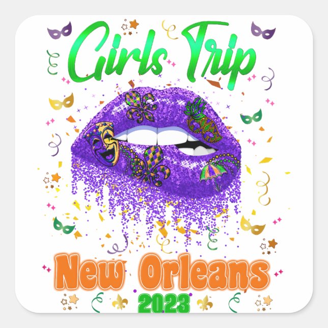 Mardi Gras New Orleans Club Quadratischer Aufkleber (Vorderseite)