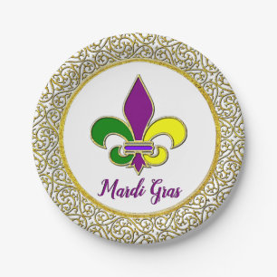 Mardi Gras New Orleans Fleur-de-lis Pappteller
