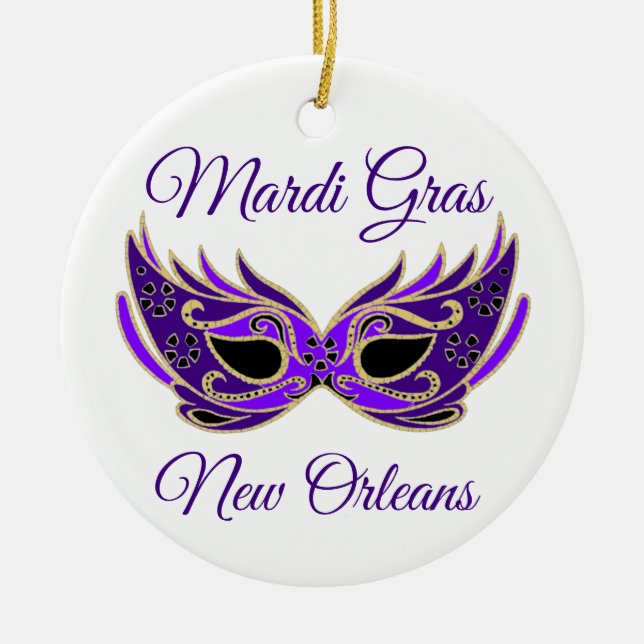Mardi Gras New Orleans Mask Keramik Ornament (Vorne)