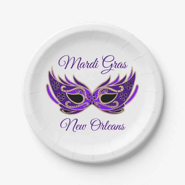 Mardi Gras New Orleans Mask Pappteller (Vorderseite)